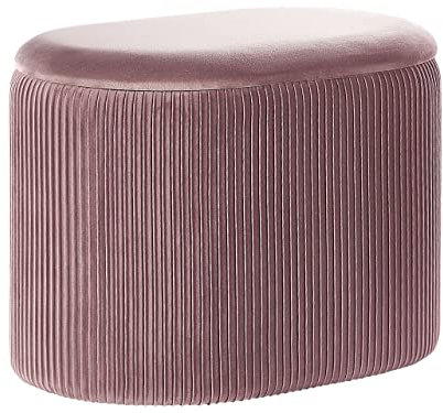 Beliani Pouf in velluto rosa con contenitore