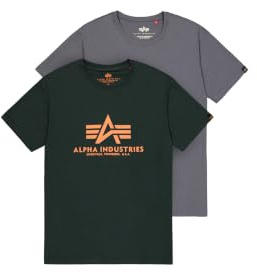 Alpha Industries Herren Basic Big Logo T-Shirt 2er Pack