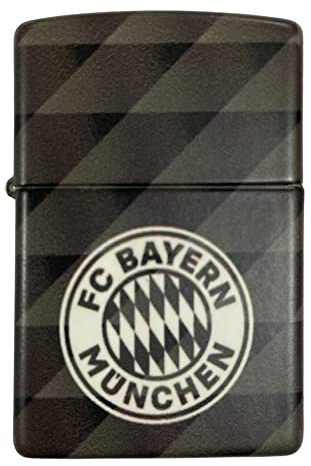 Original Zippo Feuerzeug FC Bayern München grau 540° matt Druck NEU Stadion Design - Sturmfeuerzeug Lighter FCB Fan