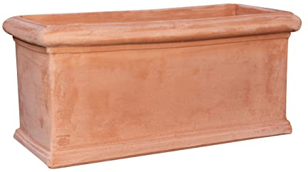 Biscottini Vaso fioriera da esterno 82x37x37 cm | Vaso rettangolare da esterno Made in Italy | Vasi terracotta grandi da esterno