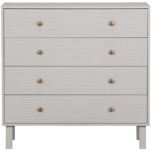 WOOOD Madu Kommode Hellgrau - Der Kommode mit 4 geräumigen Schubladen - Madu-Schrank aus Kiefer Holz und Metall 91x94x52 cm