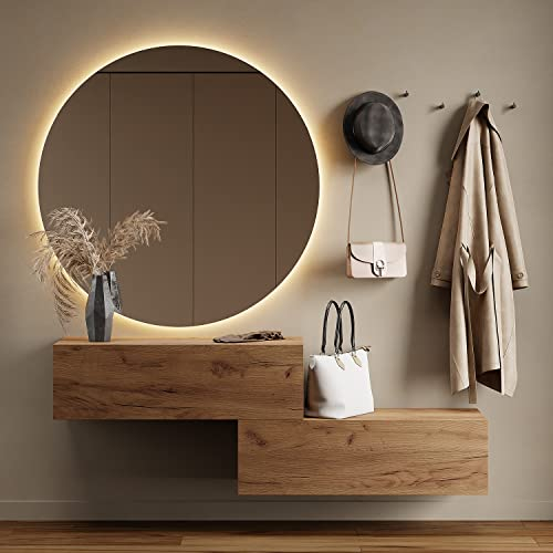 Planetmöbel Flur Möbel Garderobe Hängeschrank 2X 100 cm Gold Eiche, Kompaktgarderobe mit Klappe als Stauraum, Wandgarderobe hängend oder stehend, 37,8T x 100B x 32,5H cm