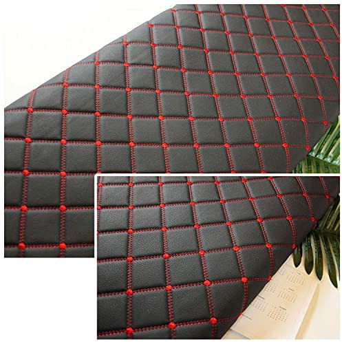 AITAF Kunstleder Gesteppt Kaschiert Leder Stoff Kunstleder Meterware Bezugsstoff Polsterstoff Lederoptik für Handwerk DIY Nähen, Schwarz 1,6m Breit(Black red)