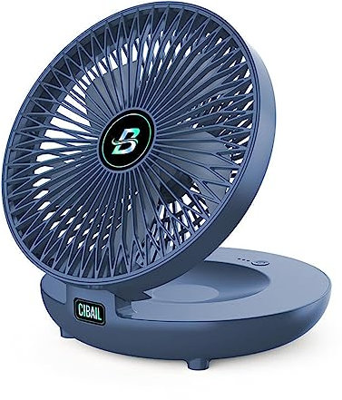 Foldable Air Circulation Fan, Portable Mini Fan, Lightweight, Portable Desk Fan, 90° Variable Tilt, 3 Speed Settings, USB Rechargeable Fans, Foldable Desk Desktop Fans for Home Office Travel (Blue)