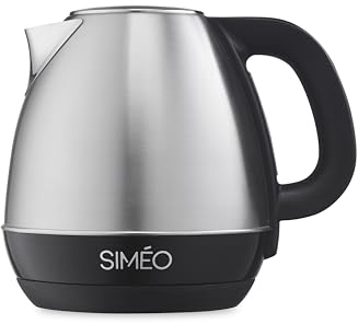 SIMÉO, Bouilloire Électrique Inox Température Réglable 40°-100°C, 1,2L, Silencieuse, Graduée, Utilisation Droitiers/Gauchers, Compacte 19x18x15 cm, Idéale Cuisine Moderne, BVI172