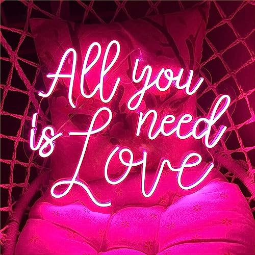 Kayziu ZCX led neon sign All You Need is Love Pink Customizable LED Neon Signss, Party Atmosphere Lighting Night Lights (Size : 70x62cm)