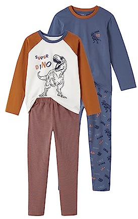 Vertbaudet Vertbaudet Jungen Dino Schlafanzug, 2 Stück, indigo, 10 Jahre