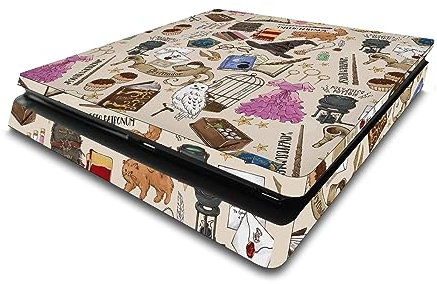 Head Case Designs Officially Licensed Harry Potter Hogwarts Pattern Graphics Vinyl Sticker Gaming Skin Decal Cover Compatible With Sony PlayStation 4 PS4 Slim Console