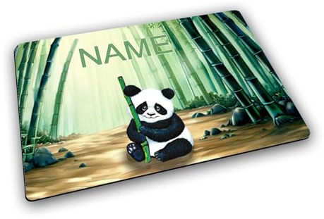 Maus-Design Textil Tischset personalisiert mit Name, Panda | Gummirückseite, Platzdeckchen, Platzset