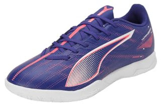 PUMA Unisex Ultra 5 Play IT Soccer Shoe, Lapis Lazuli White-Sunset Glow, 37.5 EU
