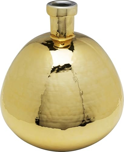 Kare Design Vase Fabuloso, Gold, Blumenvase für Pampasgras, Handgefertigt, Glasvase, Deko für Wohnzimmer, Esstisch, Regal, Flur, Glas, 34cm (H)