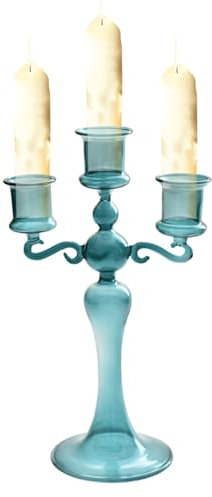 Candélabre en verre à 3 bras | 3 branches de chandelier transparent – Décoration de table à manger pour la décoration de la maison, mariage, fête, table à manger Samuliy