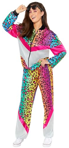 Amscan 9919053 – Unisex-Kostüm, 1980er-Jahre-Stil, Neon-Tierdruck, Erwachsenenkostüm, Größe: S