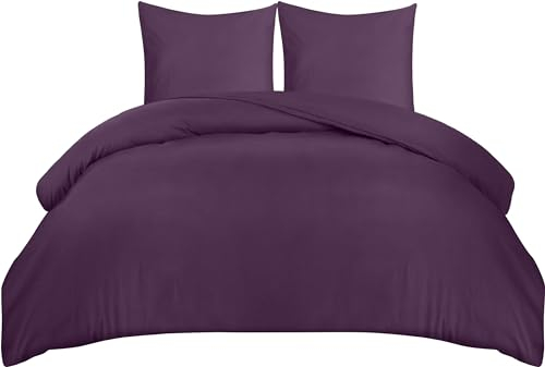 Utopia Bedding Copripiumino Matrimoniale 240x220 - Microfibra Copripiumino 240x220cm + Federe 65x65cm (Viola)