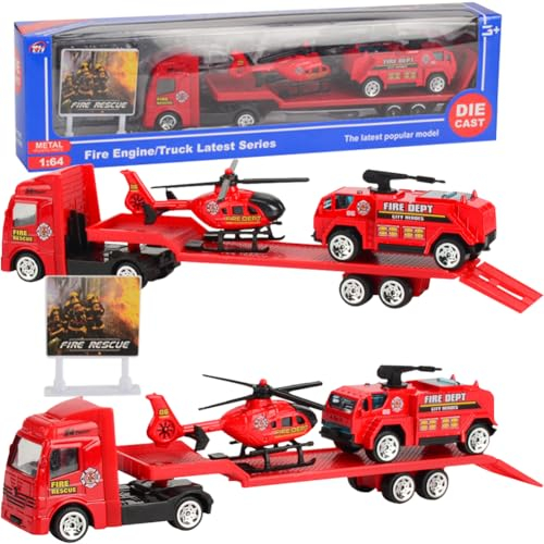 Voiture Transport Camion Jouet Garage pour Enfants - Playset avec 2 Mini Voitures en Métal - Jouet De Transporteur pour 3-6 Ans Garçon Fille (D)