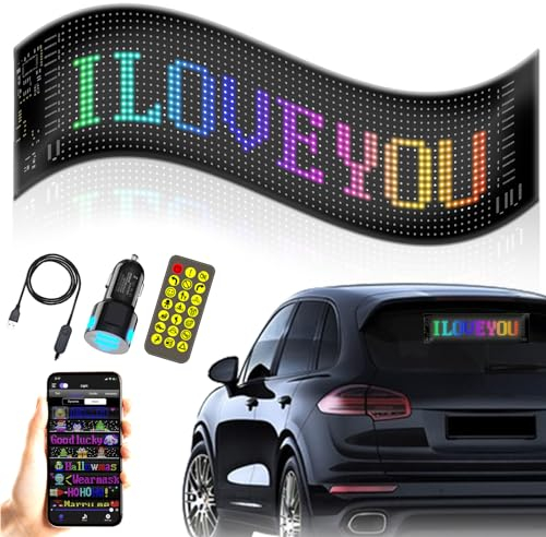 LLLGSH Led Anzeige Programmierbar - Flexibler LED Anzeigetafel mit Bluetooth Smart App - 7 x 17.3cm LED Namensschild Programmierbar - FüR Auto, LKW, Geschäft, Bar, Hotel, Werbung