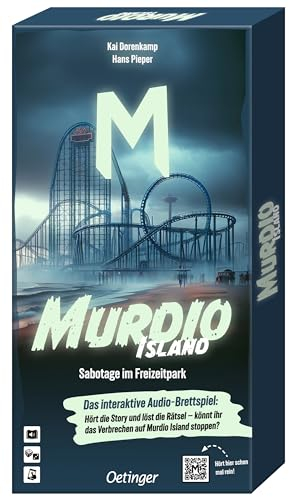 Oetinger Media, Murdio Island, Sabotage im Freizeitpark, Brettspiel, kooperatives Audio-Game für Kinder ab 10, ab 1 Spieler, 60-75 Minuten
