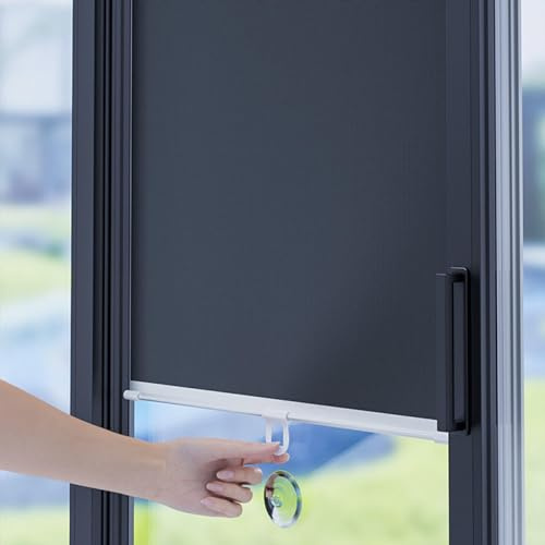 Tenda a Rullo Oscurante Senza Foratura,Tenda Avvolgibile Oscurante Finestre Con Ventose,Tende Per La Privacy,Persiane Temporanee,Tende Da Sole a Scomparsa,Personalizzabili,W×H-35 * 180cm(14 * 71in)