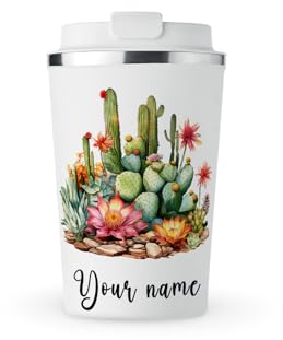 MAXIKIWI - Tazza termica personalizzata a doppia parete, a tenuta stagna, in acciaio inox, tazza da viaggio per caffè o tè, con coperchio, mantiene le bevande calde e fredde - Acquerello da giardino