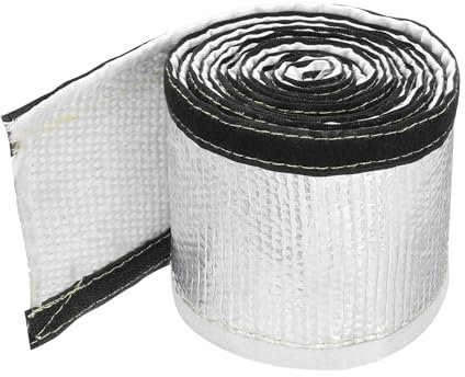 sourcing map 3mm Heat Shroud Aluminized Sleeving 3/4 ID x 10FT Aluminum Metallic Fiberglass Heat Shroud for Fuel Lines Cables Electrical Wiring