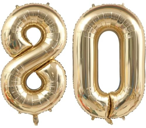 40 Zoll Gold Luftballon Zahlen 80 Champagner Gold Ballon 80. Geburtstag Deko Hell gold Folienballon Zahl 80 Riesenzahl Ballon 80 Party Hochzeit Kindergeburtstag Geburtstag Nummer 80