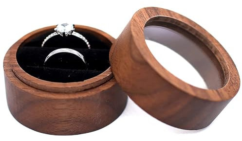 1 x Ringetui, Holz-Ringetui, Mini-Schmuckschatulle, Antrag, Verlobung, Ringetui, Piercing, Schmuck, Aufbewahrungsbox, klein, tragbar, einfach, luxuriös,
