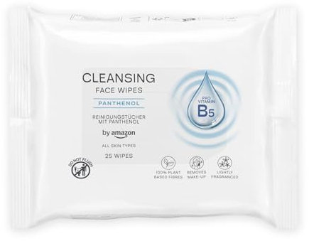 by Amazon Gesichtsreinigungstücher mit Panthenol, Make-up-Entferner, parfümiert, 25 Tücher