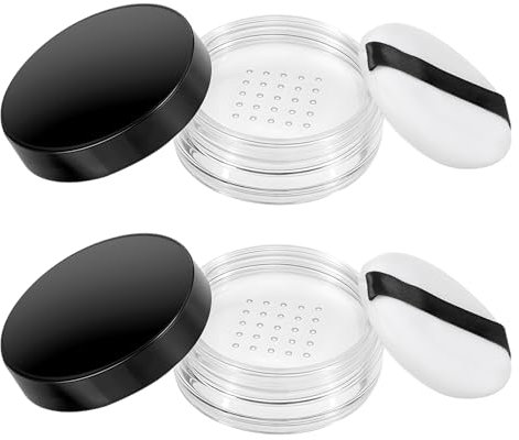 Aeaocvo 2 Stück Leere Puderdose Mit Puderquaste, Tragbar 10 Ml Loose Powder Container, Leer Puderdose Set mit Abnehmbarem Siebdeckel für Frauen Mädchen