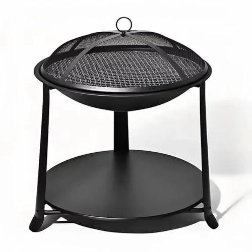 Foyer pour jardin, foyer extérieur de 22 pouces, foyer à bois, foyer en fer, poêle rond, cheminée extérieure, avec pare-étincelles, grille à bûches et tisonnier pour barbecue Garten, feu de joie