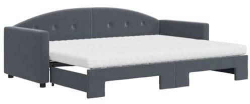 vidaXL Tagesbett, Ausziehbar Schlafsofa mit Matratzen, Bettsofa Gästebett für Schlafzimmer Wohnzimmer, Sofa Bett Ausziehbett, Dunkelgrau 80x200 cm Samt