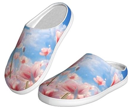 Mexpekil Tulip Fields - Pantofole invernali per la casa, motivo floreale, per interni, camera da letto, soggiorno, antiscivolo, taglia 41, Multicolore, 42/43 EU X-larga