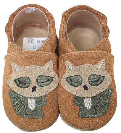 HOBEA-Germany Krabbelschuhe für Jungs und Mädchen in verschiedenen Designs, Modell Schuhe:Waschbär braun, Schuhgröße:24/25