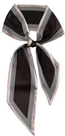 GIMIRO Satin Seidenschal 148 x 13,5 cm Krawatte Double Layer Bund für Blazer, Mantel, Kleid (Black Plaid)