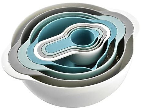 Plastic Mixing Bowls Set with Mixing Bowls,Plastic Nesting Bowls Set of 8,Mixing Bowl-s for Baking Kitchen, Measuring Cup, Powder Sieve, Wash Vegetables Dish, Drainer Basket. 