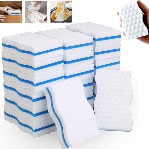 Pack of 24 Melamine Dirt Erasers 25 mm Thick Large Sponges Magic Sponge Premium Melamine Sponge for Kitchens, Bathrooms, Floors and Walls - 100 × 60 × 25 mm