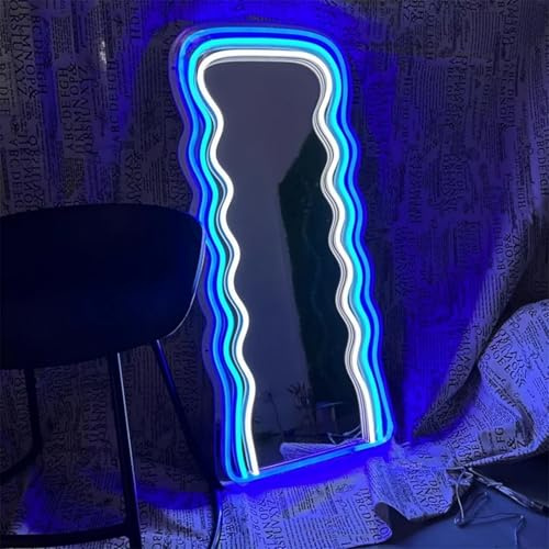 Maimeili LED Mirror Neon Lights Dressing Up Mirror Cat/Shine Heart/Bat/Butterfly Shape Neon Signs Modern Home Girl Room Bathroom Salon Wall Art Decor Gift For Girlfriend USB Powered