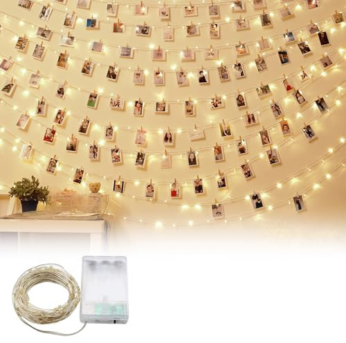 10M Lichterkette Innen, 100 LED Lichterkette wasserdicht mit Schalter, mit 3 Batterien, Sternenhimmel Lichterkette DIY für Innen und außen Weihnachten Hochzeit Party (Warmweiß) [Energieklasse A]