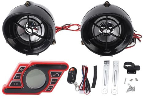 Zohisin Haut-Parleur Bluetooth pour Moto, antivol, Alarme, Appel Mains Libres, Navigation vocale, système de Haut-parleurs stéréo étanche avec Radio, Lecture de Musique, Carte