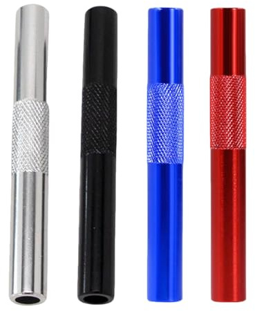 Vroxdrez 4 Stück Ziehröhrchen Set – Wiederverwendbare Metall-Strohhalme (7cm) in Schwarz/Silber/Rot/Blau – Praktisch & umweltfreundlich