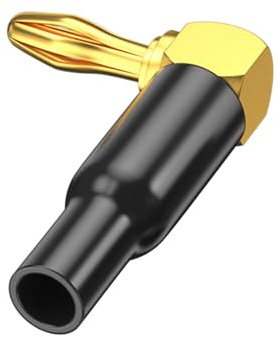 VIVIWI 4mm Gold Plated L Shaped Bananas Plugs Connectors 90 Degree Right Angled Screw Type For 20AWG 8AWG Speakers Wire