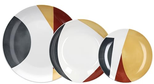 Tognana Corten, servizio piatti 12 pezzi per 4 persone, porcellana, multicolor
