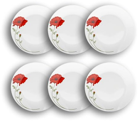 NOVASTYL - Lot6 assiettes à dessert coquelicot 19.5cm porcelaine - 2614927