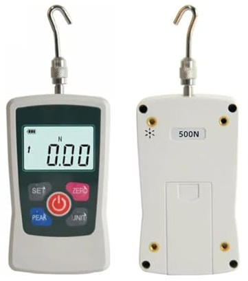 Misuratore di forza digitale spinta e trazione, dinamometro portatile da 500 N con display LCD for l'insegnamento fisica meccanica in laboratorio scolastico Alta precisione, basso errore(10N/1kg)