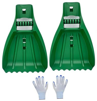 Große Laubschaufeln Laubgreifer Laubbesen Gartenrechen Greifer zum Aufsammeln von Laub 2 Stück mit Handschuhen 34x49x8 cm