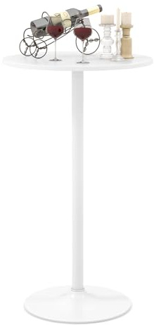 LIFEZEAL Runder Bartisch, 56-101,5 cm Höhenverstellbarer Cocktailtisch, Stehtisch Bistrotisch mit Stahlrahmen, Modern Empfangstisch Partytisch für Küche, Wohnung, Pub, Club (1, Weiß)