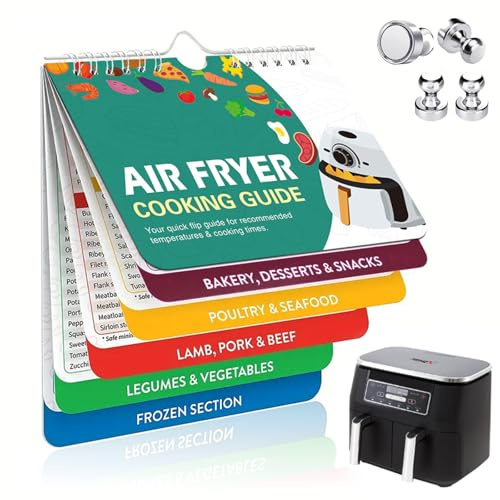 Manuale di riferimento per Air Fryer con quattro bottoni magnetici, libro di cucina magnetico Airfryer 23 x 18,5 cm, 200 ricette Friggitrice ad aria calda tedesca, accessorio Airfryer compatibile con