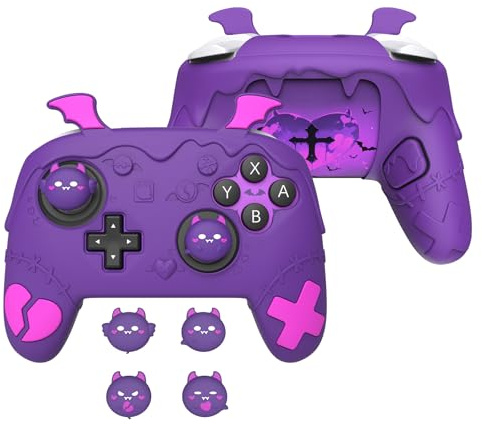 playvital Cover Silicone per Nintendo Switch 2 PRO Controller, Viola | Custodia Protettiva con Copri Levette Analogiche, Tasti Posteriori e Adesivi, Accessori Carini, Serie Imp Gotico