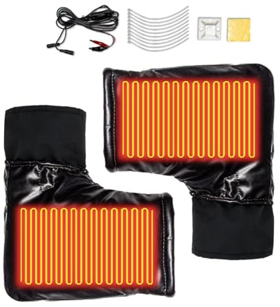 yakermur Manchons de Guidon pour Moto,Couvercle Chauffant 12V Imperméable Au Vent,Manchons De Guidon De Motocyclette Étanches | pour l'hiver, Le Scooter, Le Cyclisme, Le Quad, Le Vélo Et Les Temps