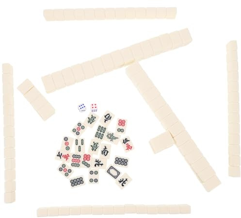 FOYTOKI Set Portable de Jeu de Dominos Chinois, Surface Gravée sans Bavures, Boîte de Rangement Colorée, pour Camping et Voyage Couleur