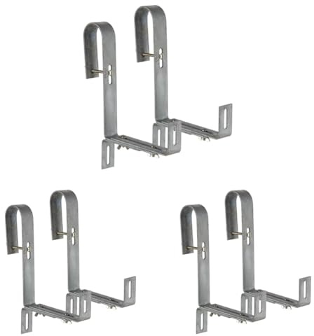 Dehner Blumenkastenhalter für Rohrgeländer, 2 Stück, Silbergrau (Packung mit 3)